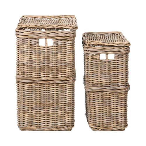 Set of 2 Grey Kubu Rectangular Linen Baskets 2