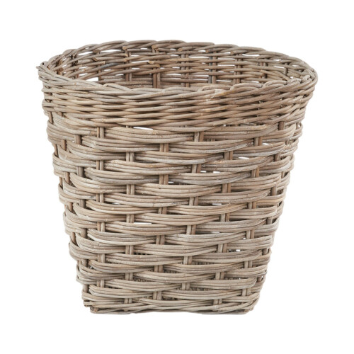 Grey Kubu Rattan Round Storage Basket with Square Base 1