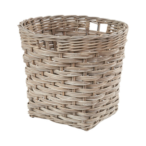 Grey Kubu Rattan Round Storage Basket with Square Base 2