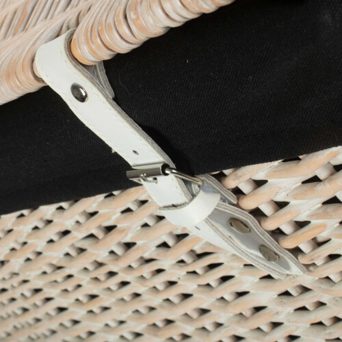 (Navy) 60cm Whitewash Chest Wicker Storage Basket 2