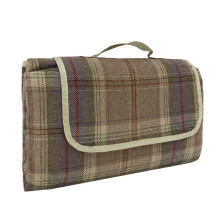 Lavender Polyester Fleece Tartan Picnic Blanket