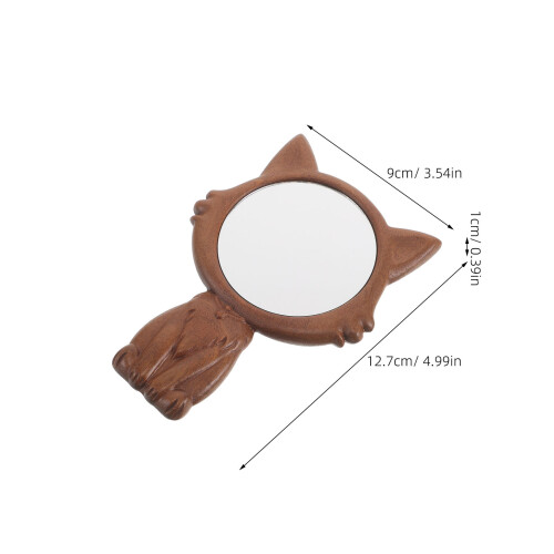 À Main Bois Compact Chat Kawaii Marron 1