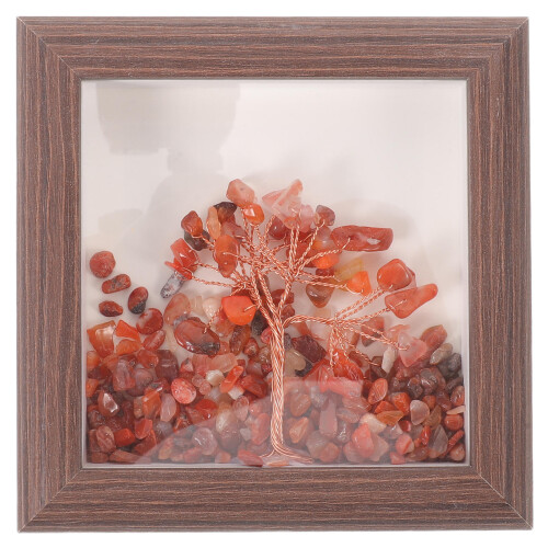Red Crystal Tree Wood Photo Frame Ornament for Table Display