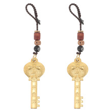 2Pcs Golden Horse Keychains Brass Feng Shui Amulet Bag Charm for 2026