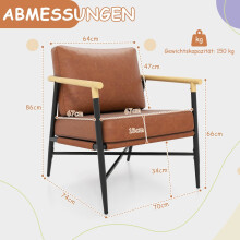 Brauner Lounge-Sessel aus Kunstleder mit abnehmbaren Kissen