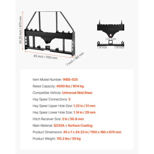 Paletvorkframe-Duoku-voor Compacte Loader 115 cm, Capaciteit 1814 kg 1