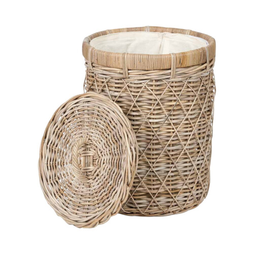 Brown Rattan Round Linen Basket 2