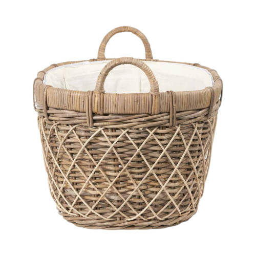Brown Rattan Oval Handled Laundry Basket 2
