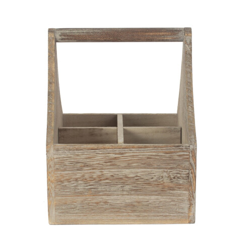Oak Effect Wooden Square 4 Section Cutlery Holder 2