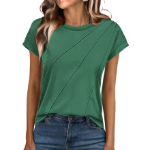 Women's Short-Sleeve Basic T-Shirt, Stylish Loose Fit,-Green L
