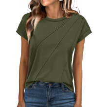 Women's Short-Sleeve Basic T-Shirt, Stylish-Army Green XXL