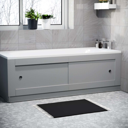 NES Home Nes Home Matte Grey PVC 1700mm 2 Sliding Doors Bath Front Panel