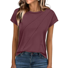 Women's Short-Sleeve Basic T-Shirt, Stylish Loose-Fuchsia L