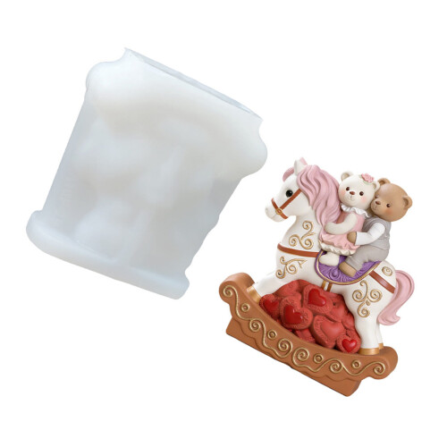 Silikon-Kerzenform mit lustiger Schaukelpferd-Bär-Form