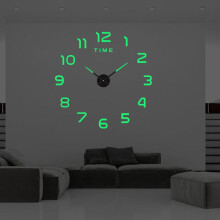 (40cm, gold) Large Creative Luminous Silent Clock Acrylic Number Decorative Wall Clock DIY Hanging Clock for Bedroom Simple Style