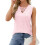 Women's V-neck sleeveless loose flowy basic casual-light pink L 1