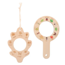 2Stk Montessori Holzlupe Kinder Lernspielzeug Naturerkundung Khaki