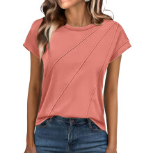 Women's Short-Sleeve Basic T-Shirt, Stylish Loose Fit,-Pink M