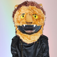 (Lion) Capa protetora para capacete, capa protetora para homens e mulheres, rosto inteiro, desenho animado, porco de pelúcia, couro cabeludo,