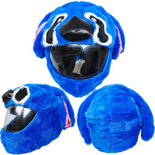 (Blue Stitch) Capa protetora para capacete, capa protetora para homens e mulheres, rosto inteiro, desenho animado, porco de pelúcia, couro cabeludo,