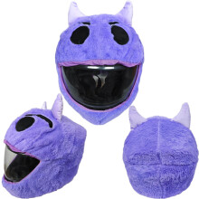(Purple devil) Capa protetora para capacete, capa protetora para homens e mulheres, rosto inteiro, desenho animado, porco de pelúcia, couro cabeludo,