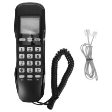 Black ABS Corded Phone Landline Wall Mount Office Home Telephone
