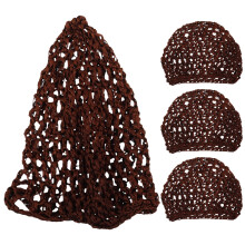 4Pcs Soft Mesh Hair Net Cap Coffee Polyester Handwoven Sleep Hair Wrap