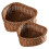 2Pcs Plastic Rattan Heart Storage Basket Brown for Kitchen Bathroom 1