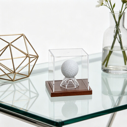 Golfball Display Box Mit Holzsockel, Klar Und 2