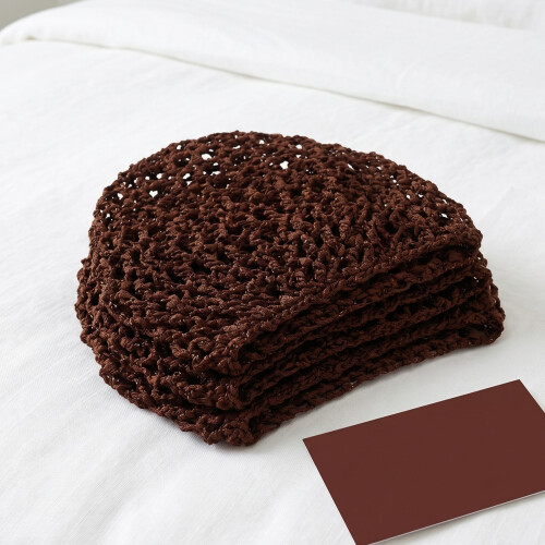 4Pcs Soft Mesh Hair Net Cap Coffee Polyester Handwoven Sleep Hair Wrap 2