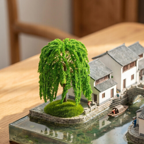5Pcs Mini Plastic Willow Trees for Architecture Diorama Scenery 2