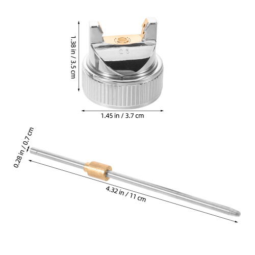 1Set Silver Spray Gun Fluid Nozzle Needle Cap Replacement Kit for Cars 1