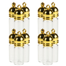 12Pcs Multi-Color Mini Glass Vial Pendants with Keychain for Fragrance