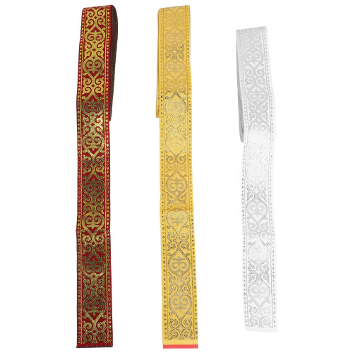 3Stk Goldene Stickbordüre Polyester, Für Damenbekleidung