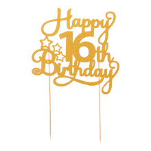 Cake Topper 16 Pailleté Décoration Anniversaire Ado