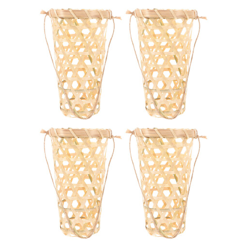 4St Multifunctionele Bamboe Wandmand Met Landelijke Boho Stijl