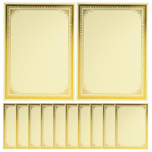 12Pièces Certificat Or, Bordure , Pour Remise Prix