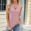 Women's V-neck sleeveless loose flowy basic casual-light pink L 3