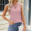 Women's V-neck sleeveless loose flowy basic casual-light pink L 7