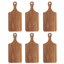 6Pcs Acacia Wood Cutting Boards with Handle Coffee Wood Meat Prep Tray