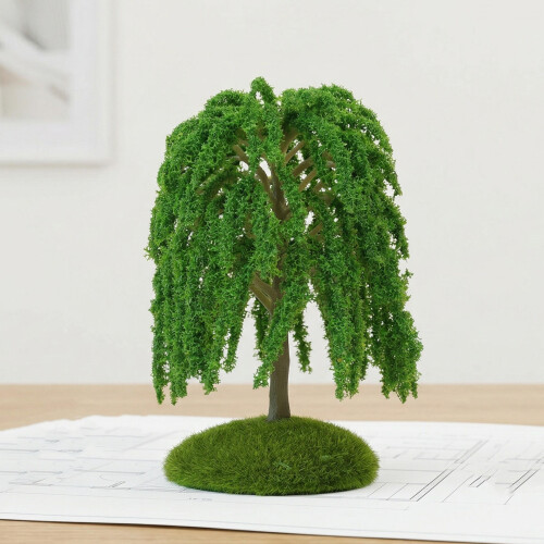 5Pcs Small Plastic Miniature Willow Trees for Model Railway Scenery 2