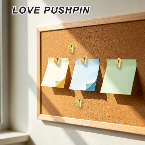 30Pcs Mini Heart Pushpins Gold Plastic Decorative Map Thumbtacks 2