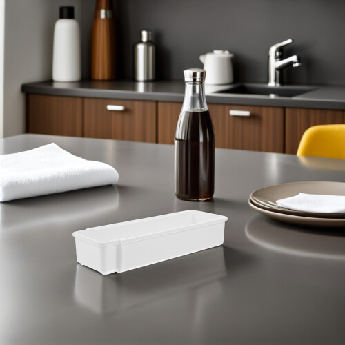 4St Wit PP Keuken Lade Organizer Set, Verstelbare Besteklade 2