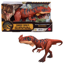 Mattel Jurassic World Wild Roar Afrovenator Dinosaur Action Figure Toy, Attack Action & Lights & Roar Sound, Scan Code for Digital Play, JKL76