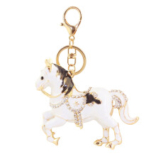 Porte-clés cheval en strass polyvalent et polyvalent,-Blanc