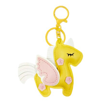 Mooie Pegasus-figuursleutelhanger met premium PU-lederen-Geel
