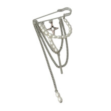 Stylish Tassels and Chain Brooch Pin Craft of Iron Alloy-A