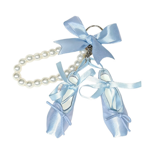 Soft Skin Friendly Fabric Neck Strap with Imitation Pearls-Blue
