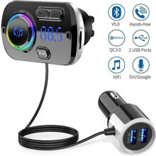 FM-zender - Bluetooth - Radioadapter - Handsfree - QC3.0 - Kleurrijk licht