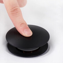 Tapón de desagüe universal de metal negro con sistema de clic-clac para fregadero, sin rebosadero.